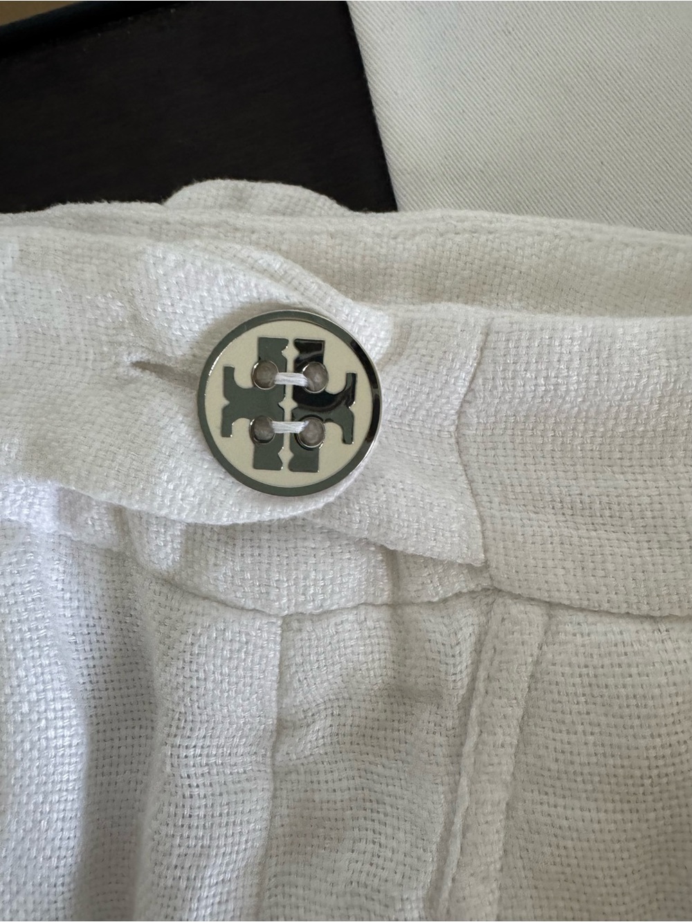 Tory Burch White Linen Cropped Wide-Leg Pants | Size 2 - Picture 6 of 9
